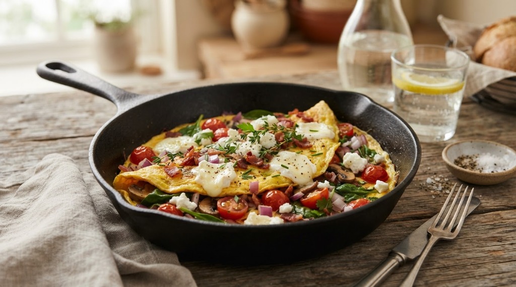 Omlet s kozjim sirom i biljem
